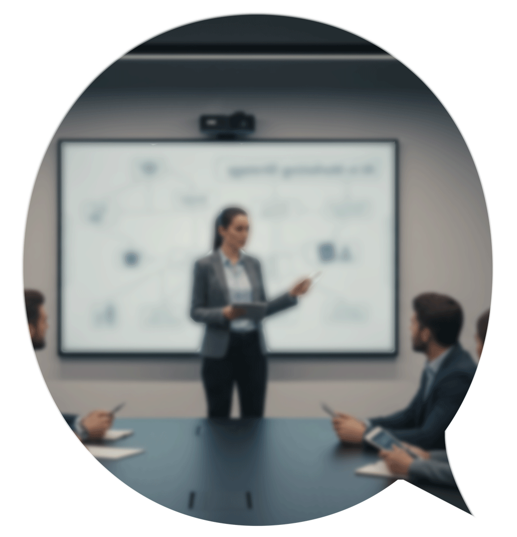 woman making presentation in boardroom