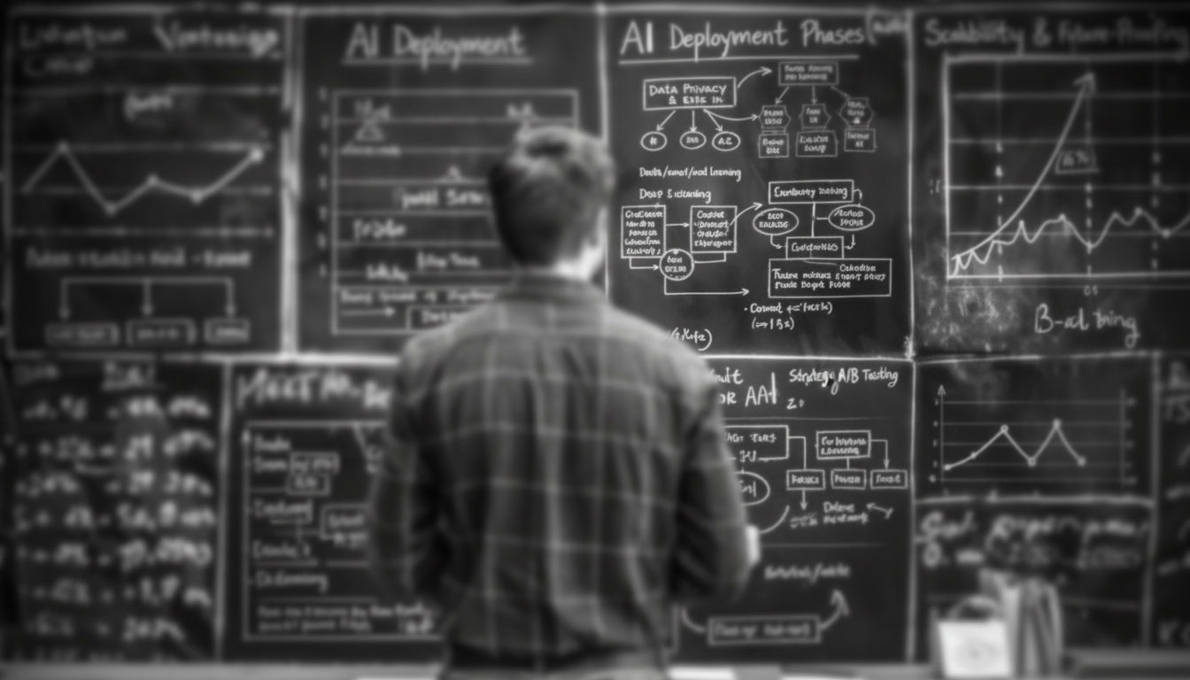 man standing in front of chalkboard with charts