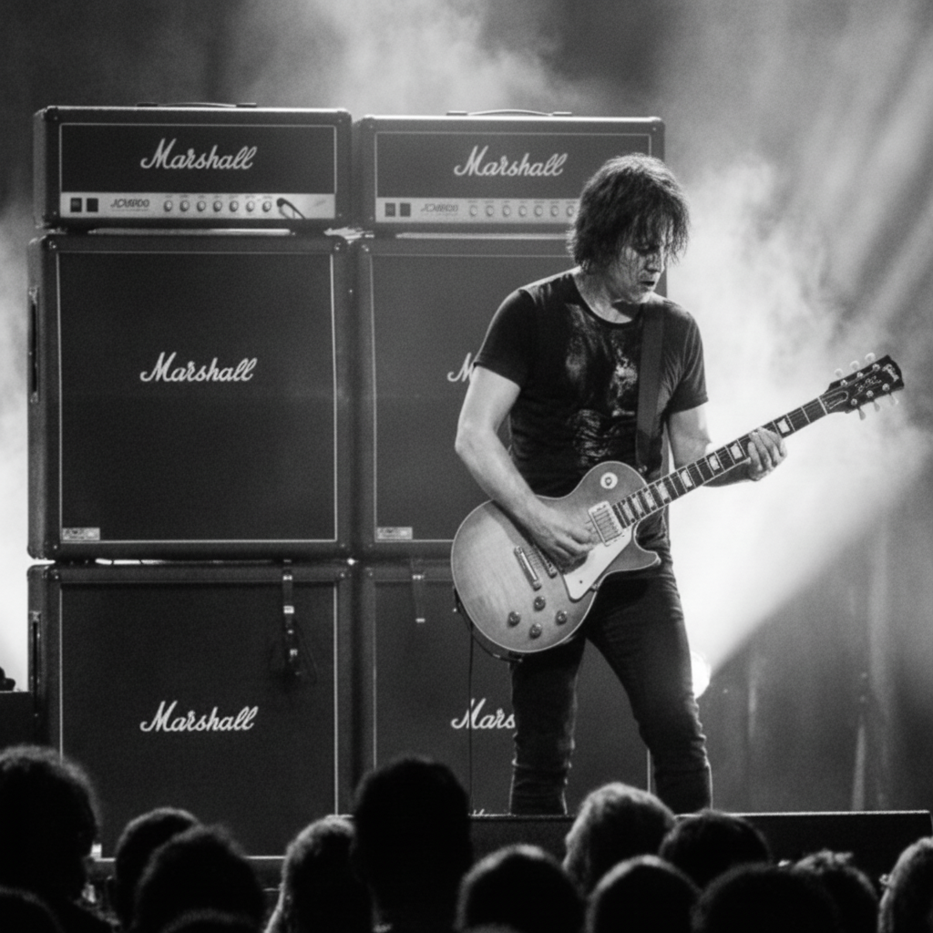 guitarist on performing stage