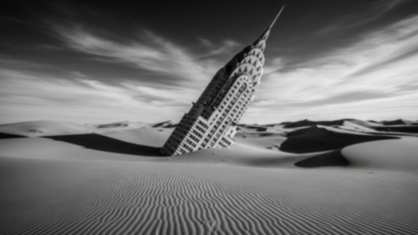 building tilting in the sand-ai generated
