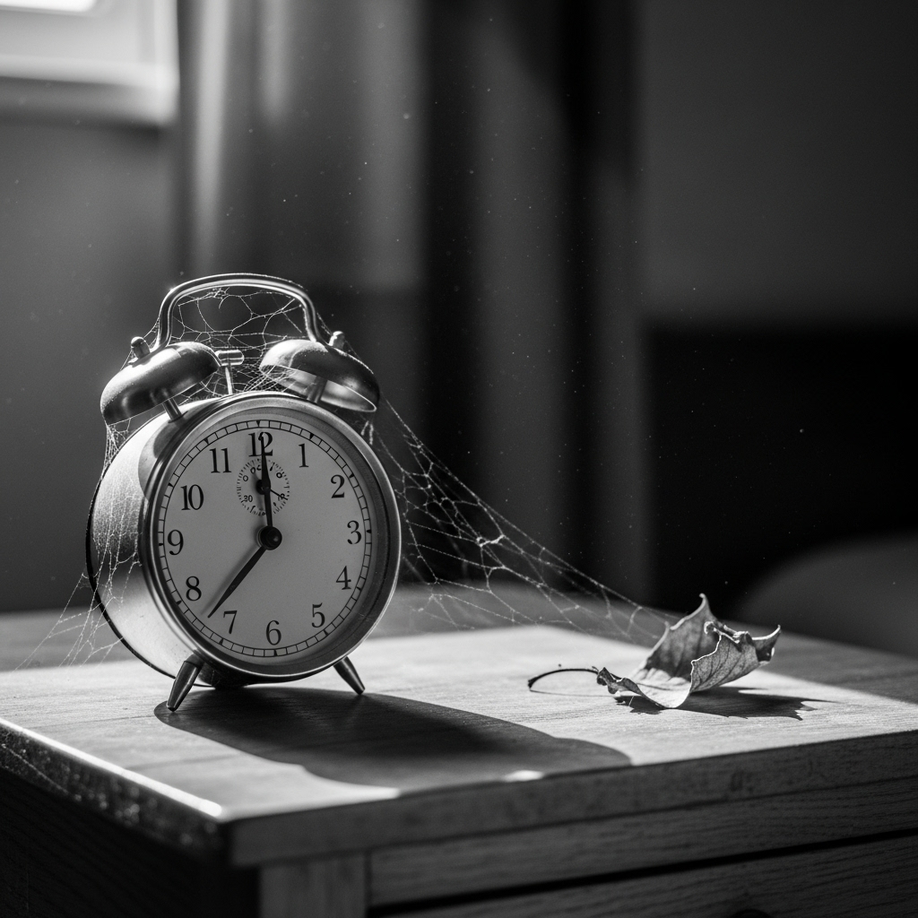 old alarm clock on night stand
