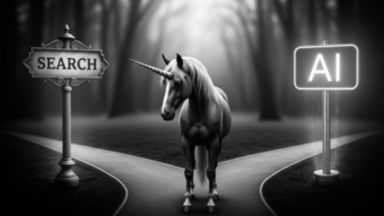 unicorn at a fork in the road