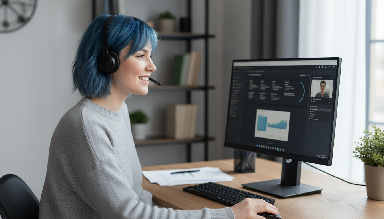 Navi at desktop on a call